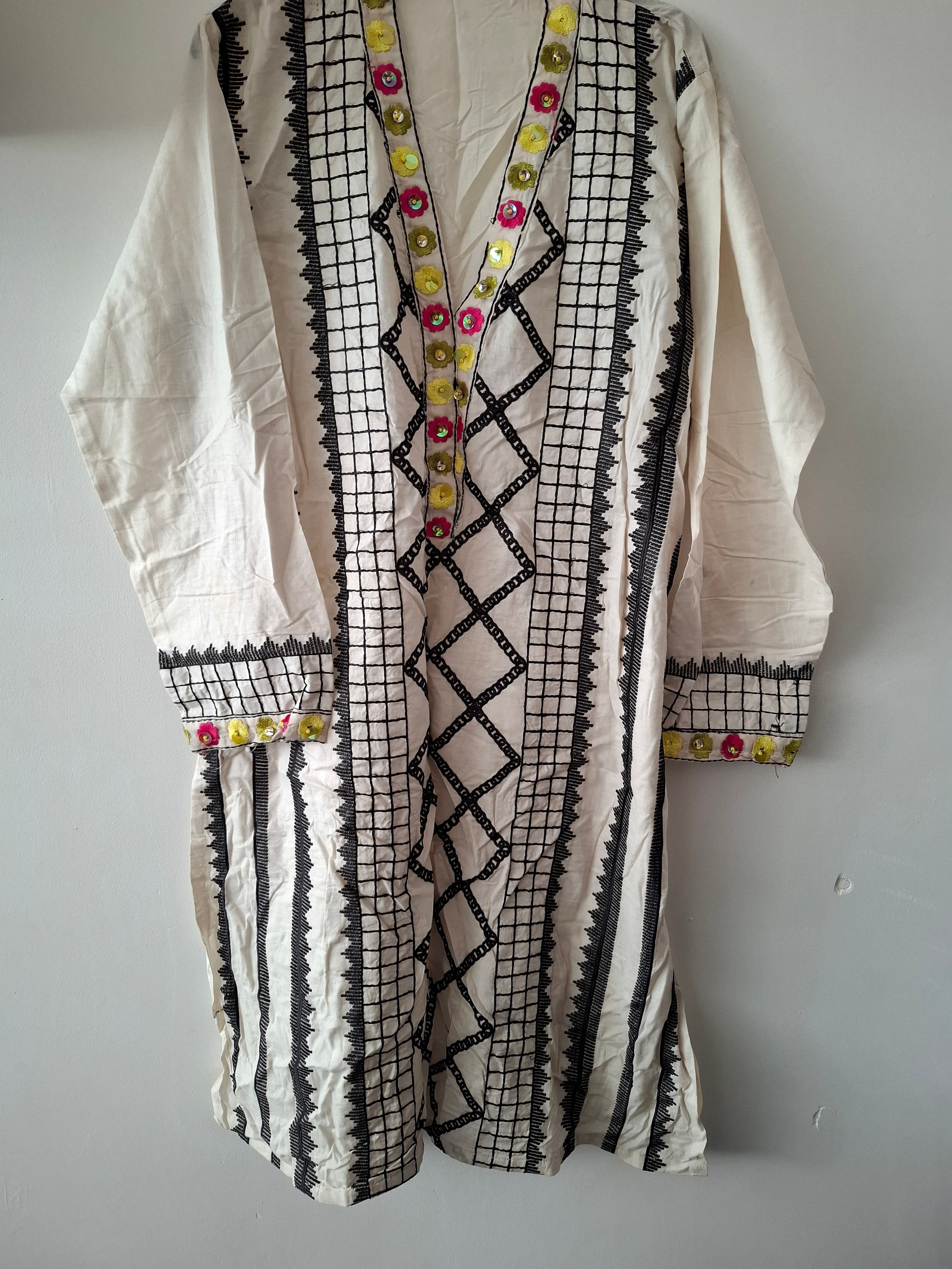 White and black kurta