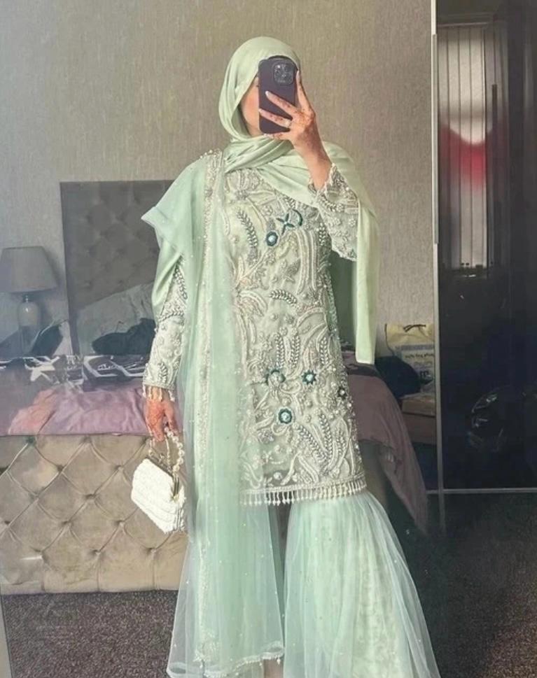 Embellished light blue garara set