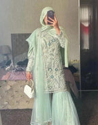 Embellished light blue garara set
