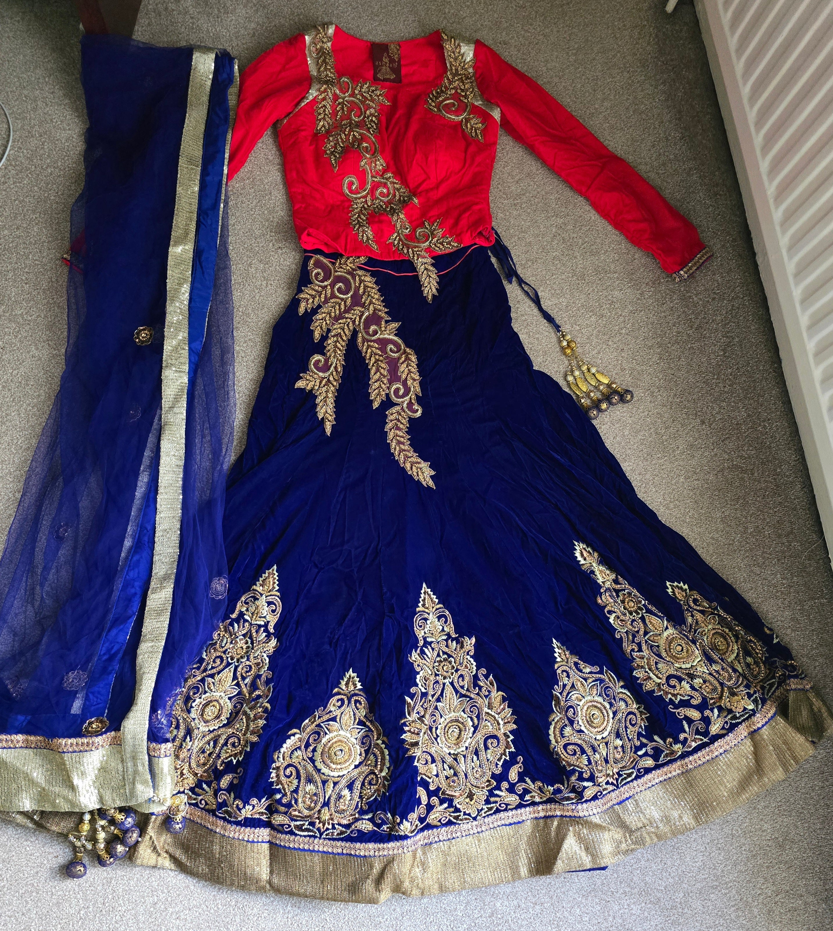 Bridesmaid blue and hot pink outfit