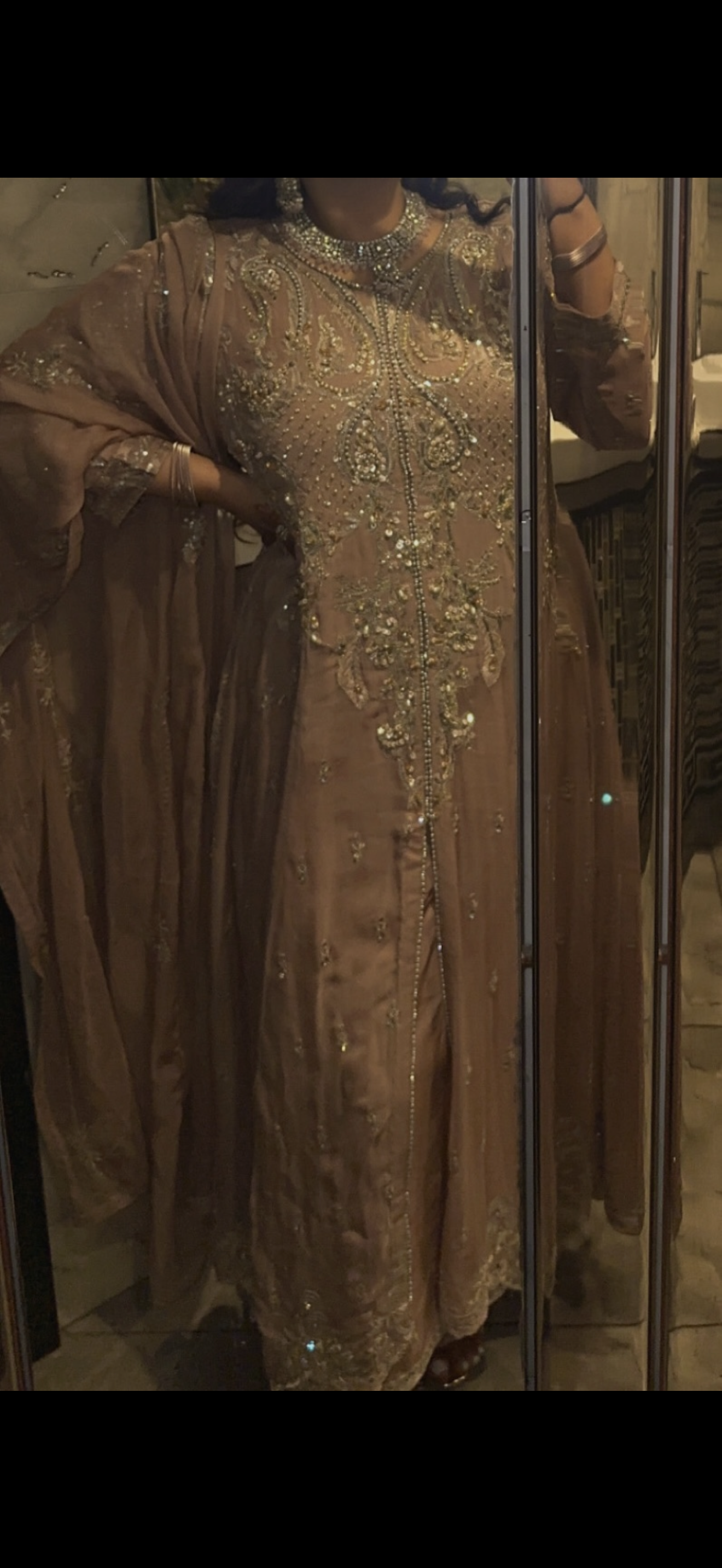 Luxury Dusty Rose Embellished Pakistani Suit