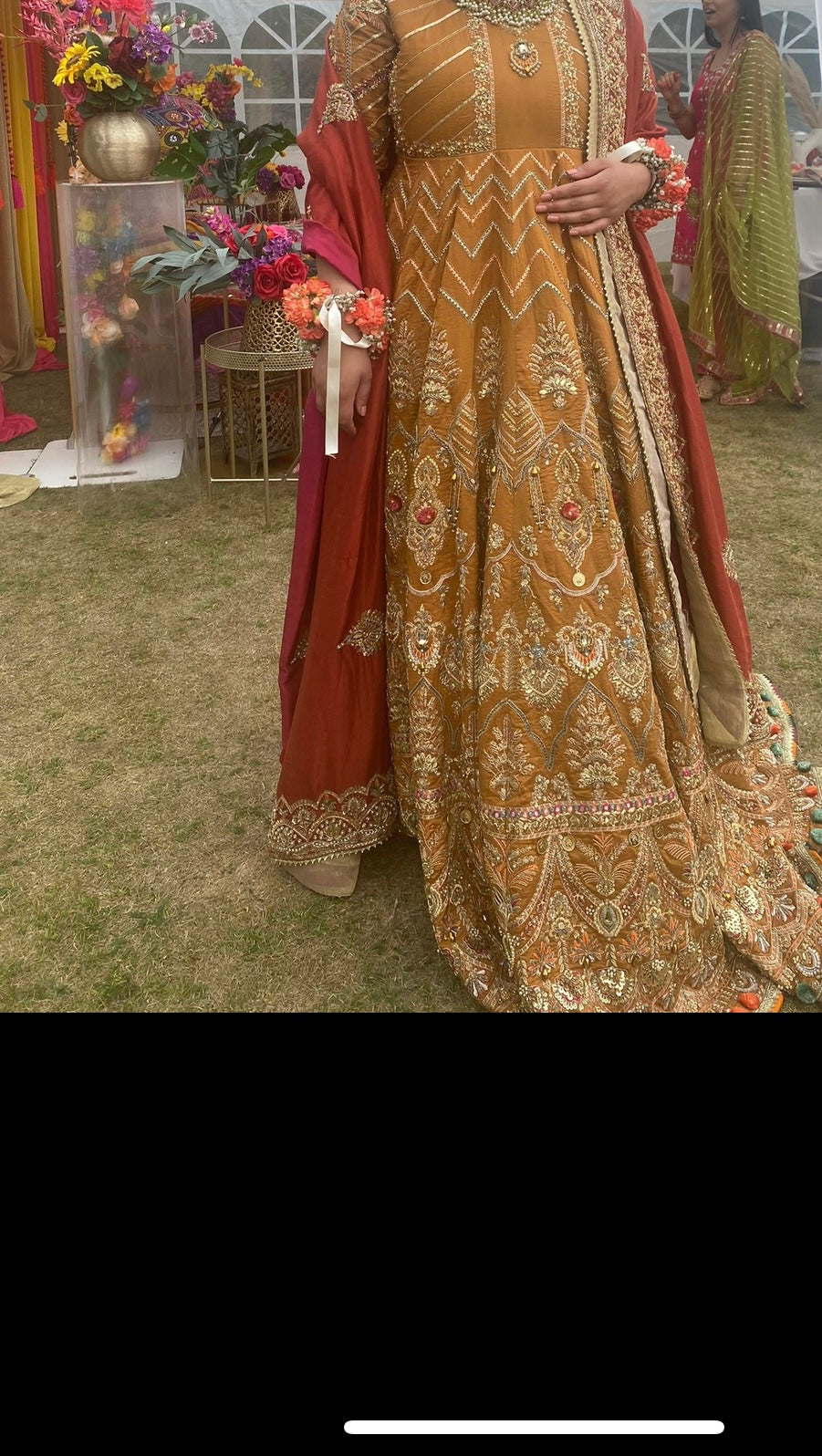 Mendhi gown with dupatta( scarf)