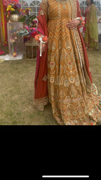 Mendhi gown with dupatta( scarf)