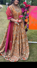 Mendhi gown with dupatta( scarf)