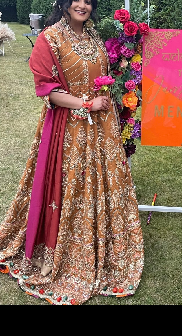 Mendhi gown with dupatta( scarf)