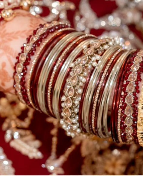 Bridal Maroon and Gold bangles