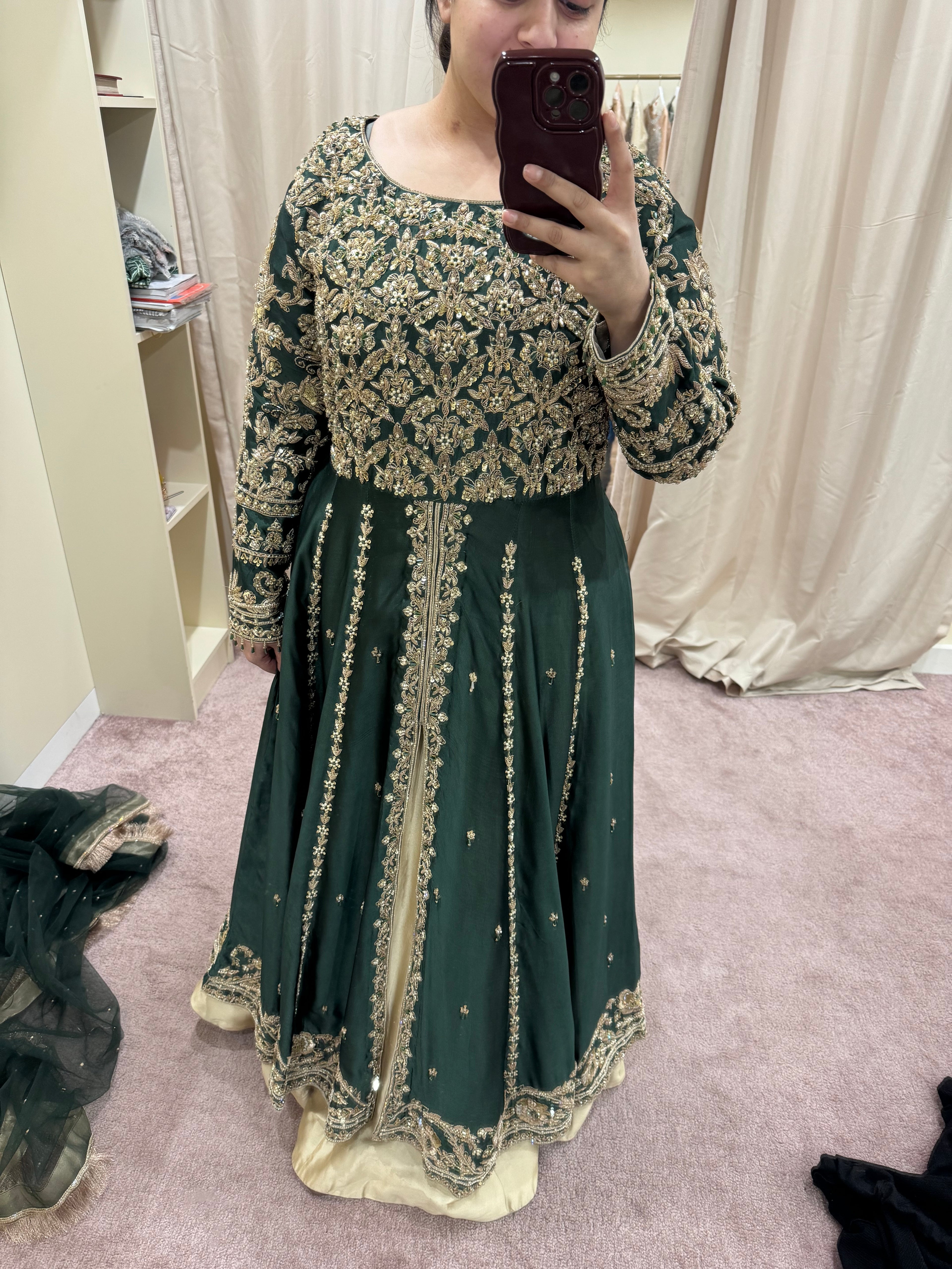 Emerald green Anarkali dress