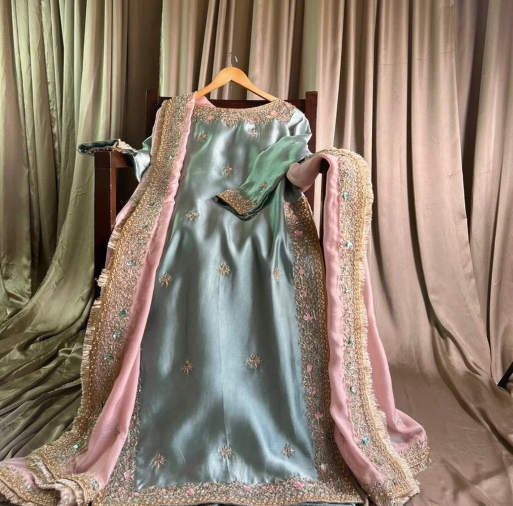 Sea Blue/Mint Blue Partywear outfit