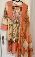 Peach Cotton Frock style Suit