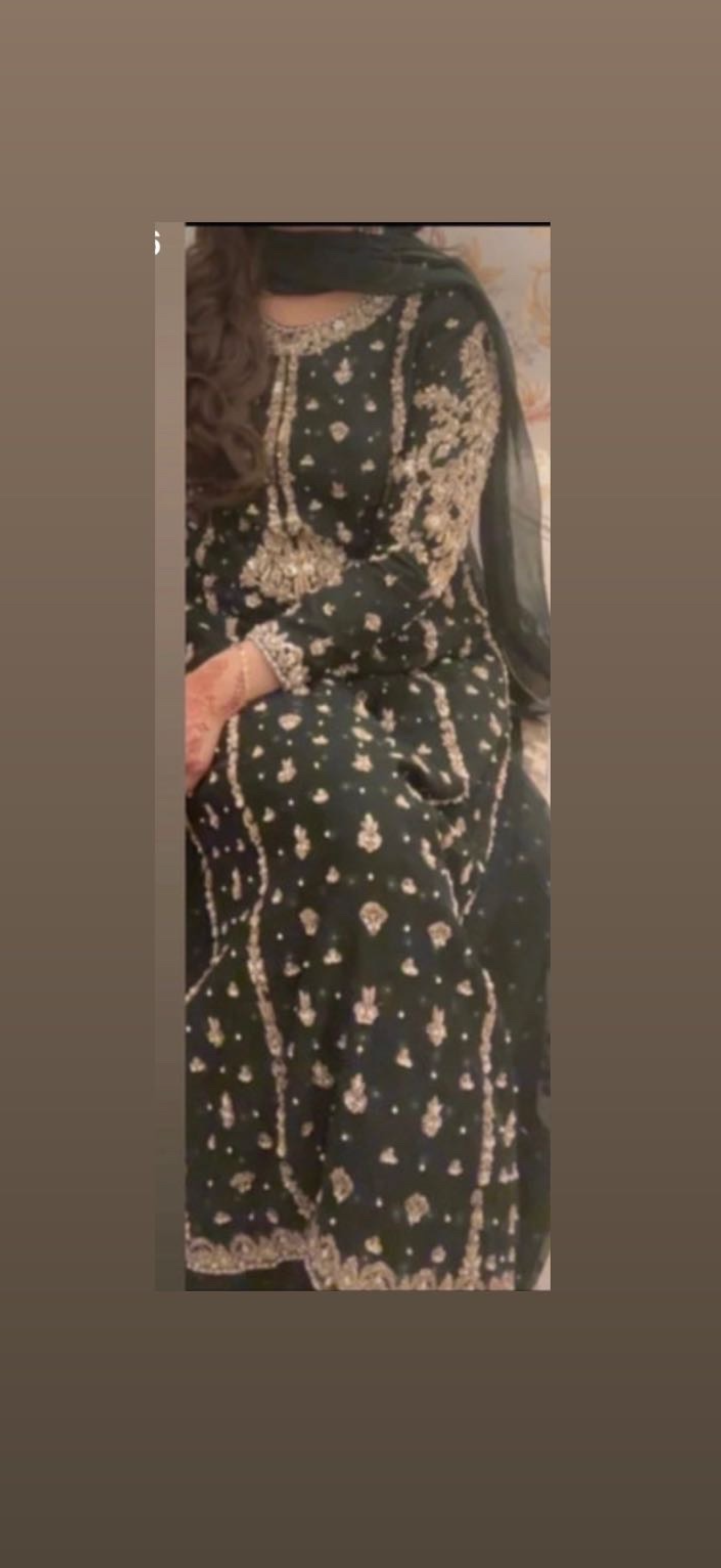 Asian wedding clothes. Long Kameez with sharara and chiffon scarf