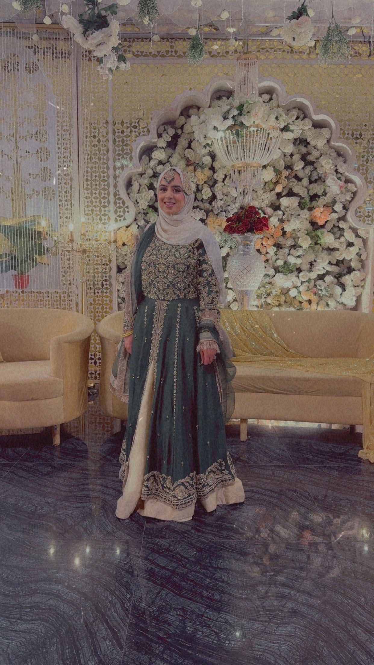 Emerald green Anarkali dress