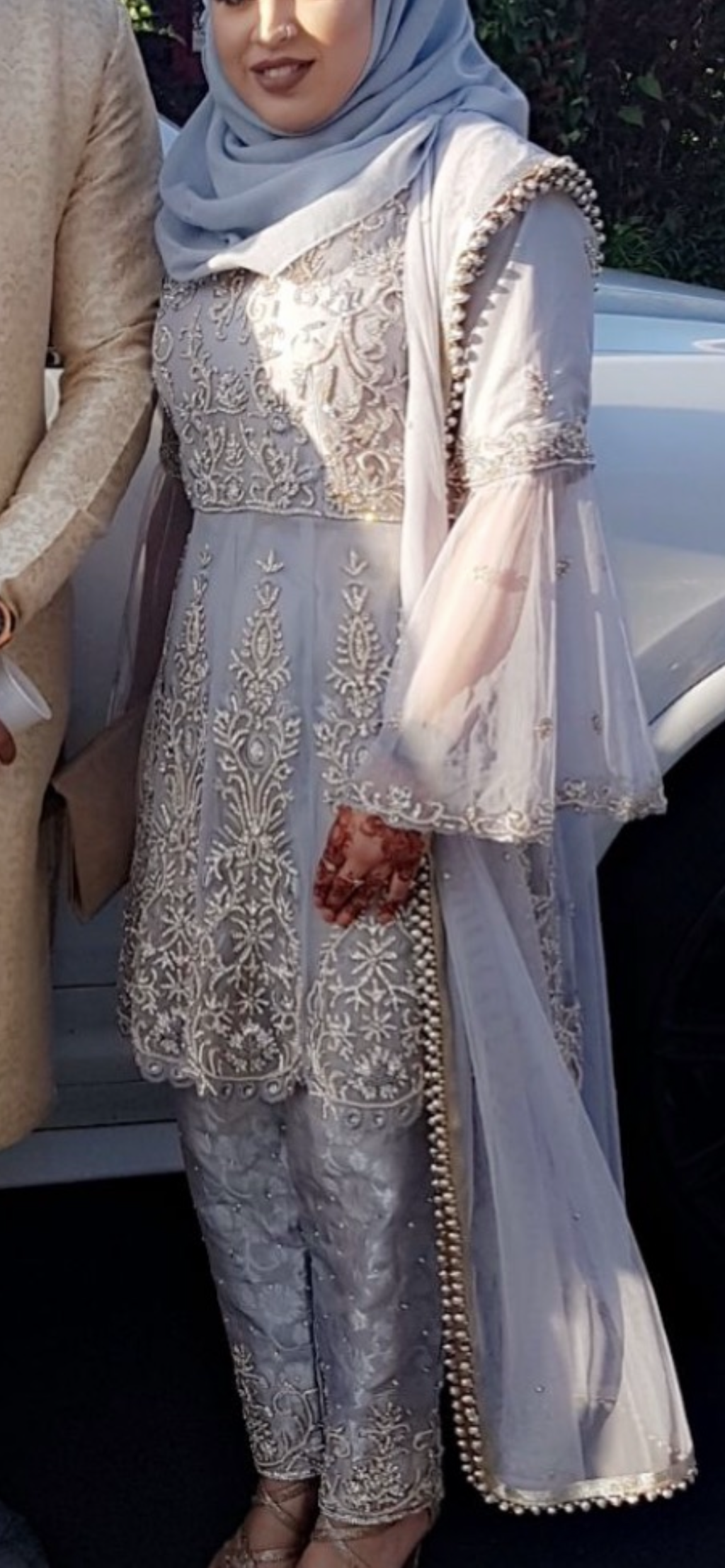 Grey and silver Asian wedding suit