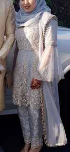 Grey and silver Asian wedding suit