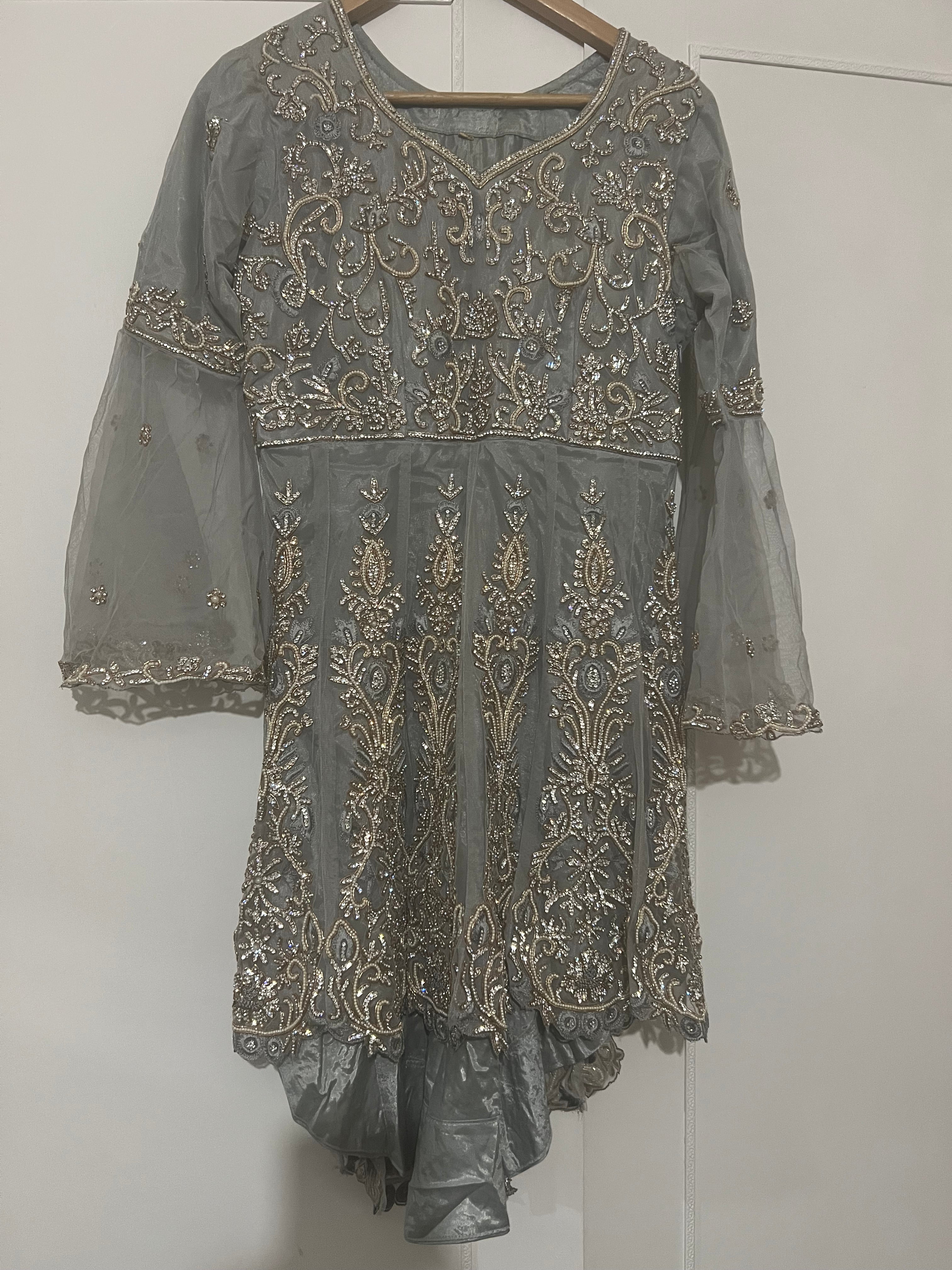 Grey and silver Asian wedding suit