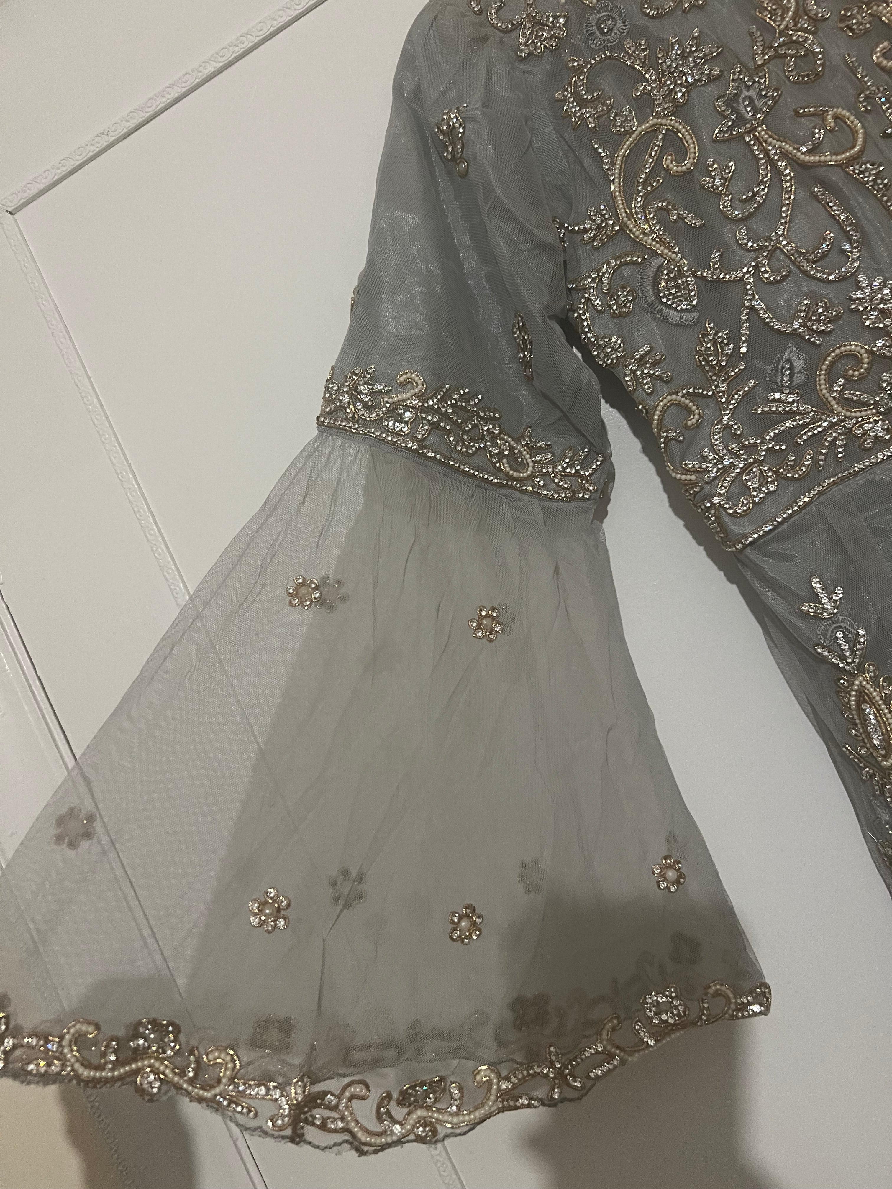 Grey and silver Asian wedding suit