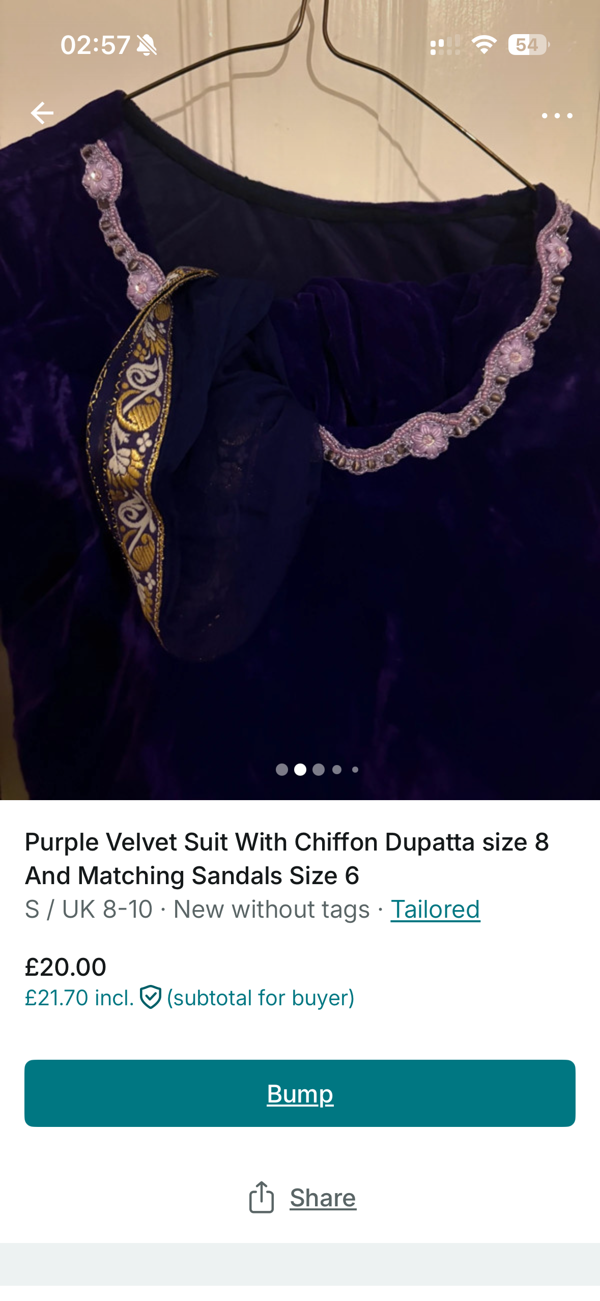 Deep Purple Velvet Suit – Size UK 8