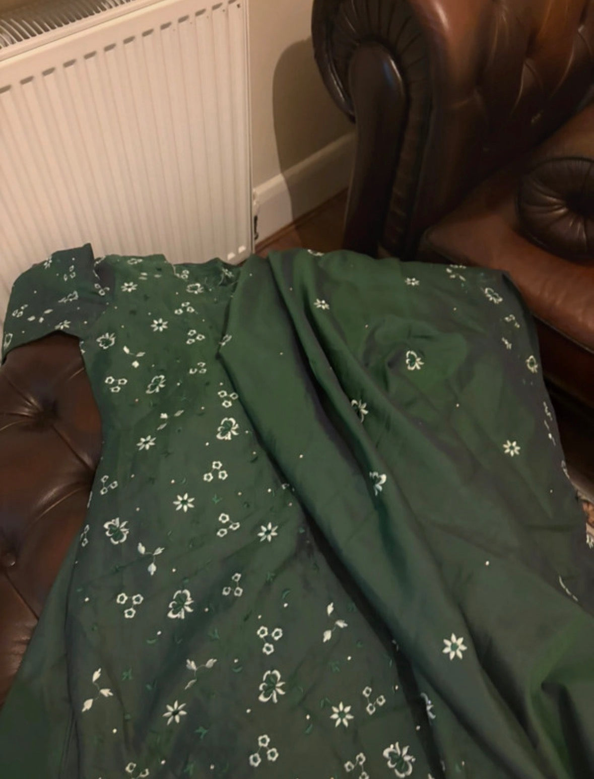 Brand New Deep Green Embroidered Suit with Dupatta – UK 8