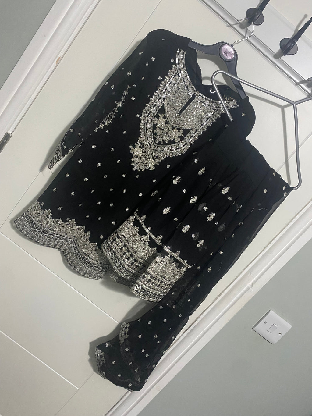 Black Embroidered Shalwar Kameez Suit with Dupatta – Girls Size 26