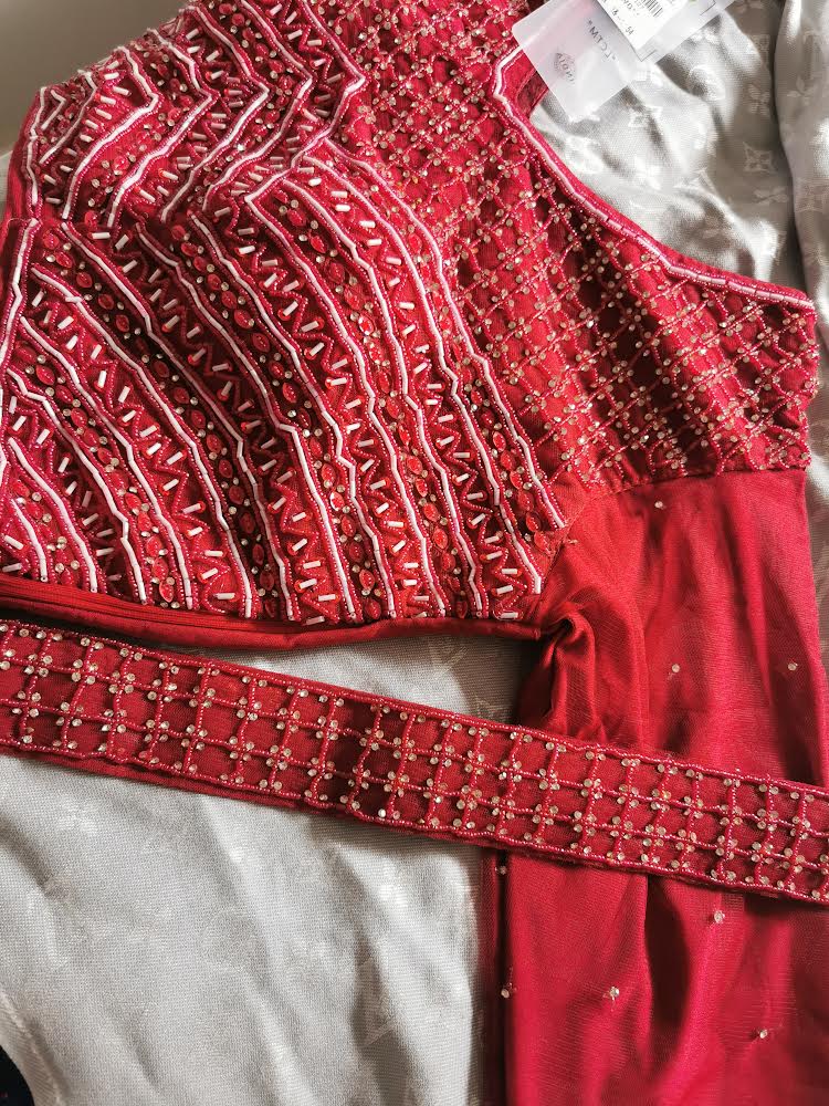 Ready to wear 1 minute red saree brand new with tag