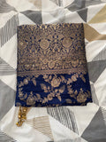 Royal Navy Blue & Gold Brocade Saree