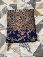Royal Navy Blue & Gold Brocade Saree