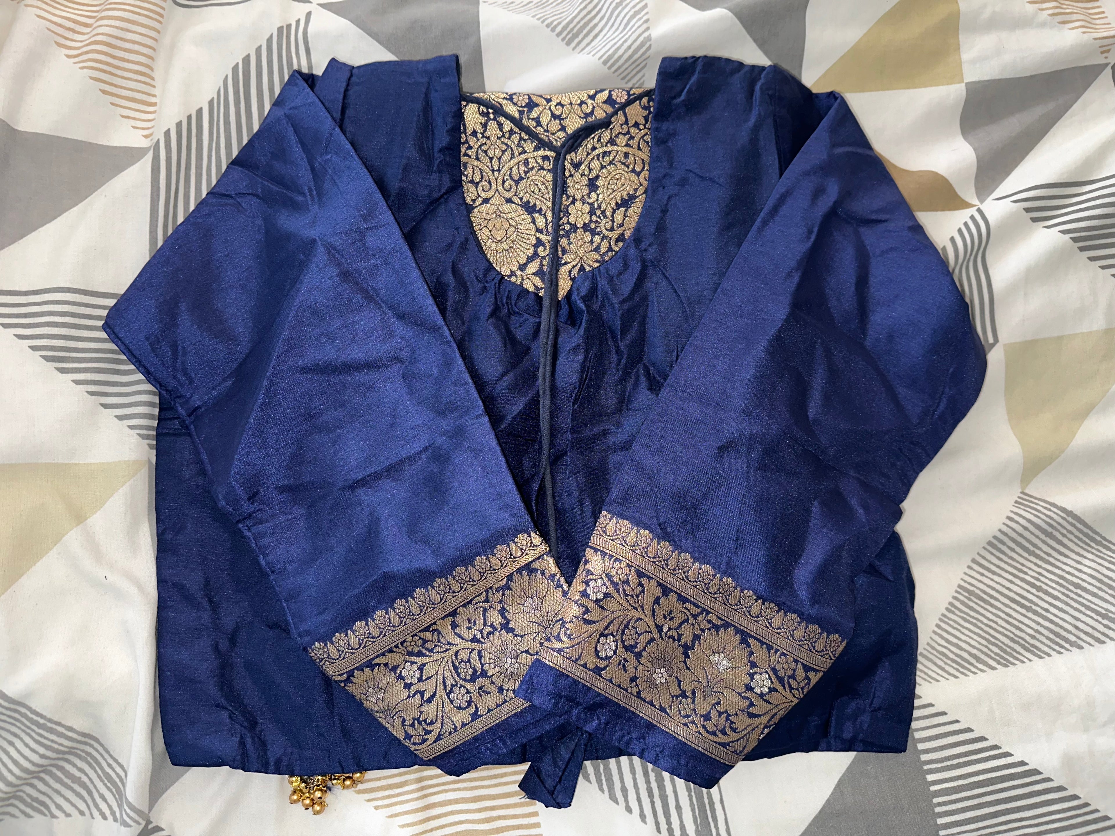 Royal Navy Blue & Gold Brocade Saree
