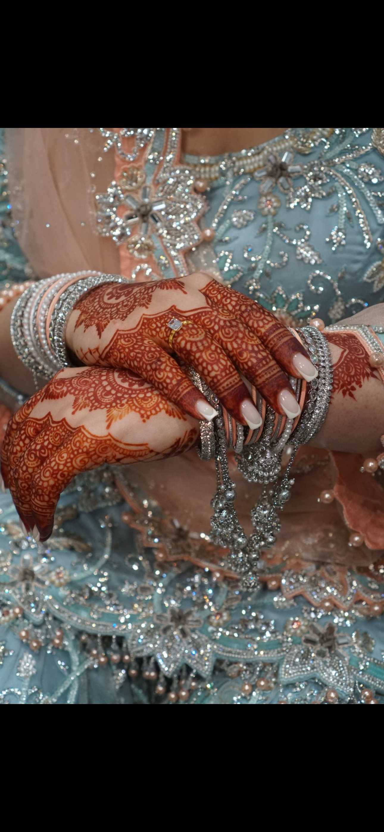 Peach and blue gharara outfit